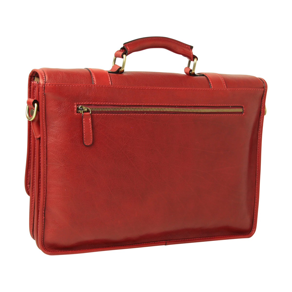 Calfskin Leather Briefcase-Red-1