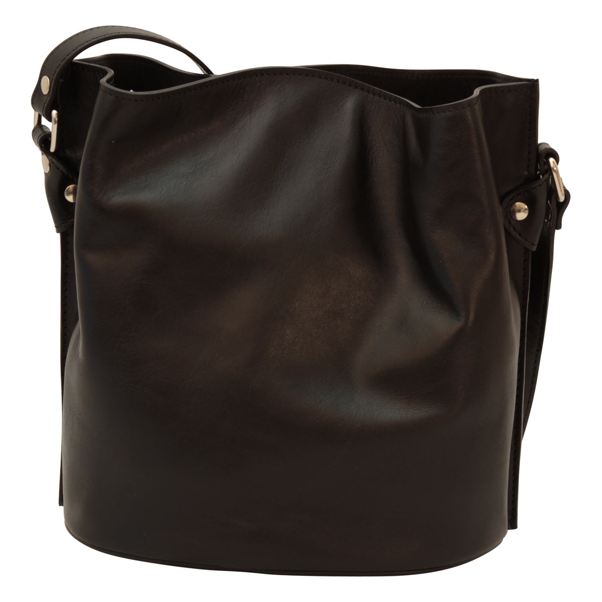 Cowhide leather shoulder bag - Black-0