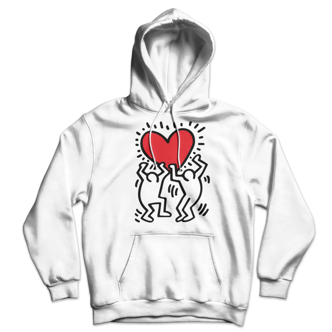 Men Holding Heart Icon, Street Art Hoodie-2